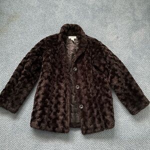 Girls’ Size 10-12 Brown faux fur jacket